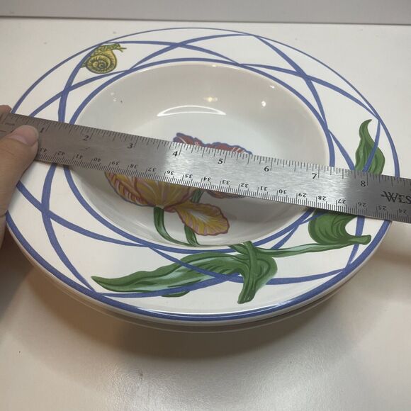 2 Lynn Chase 1995 Jardin Des Tulipes Soup Bowl, Made in France 8 3/4" W 1 1/2" H - Picture 12 of 13